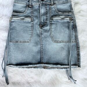 Denim Mini Skirt with Zipper Details